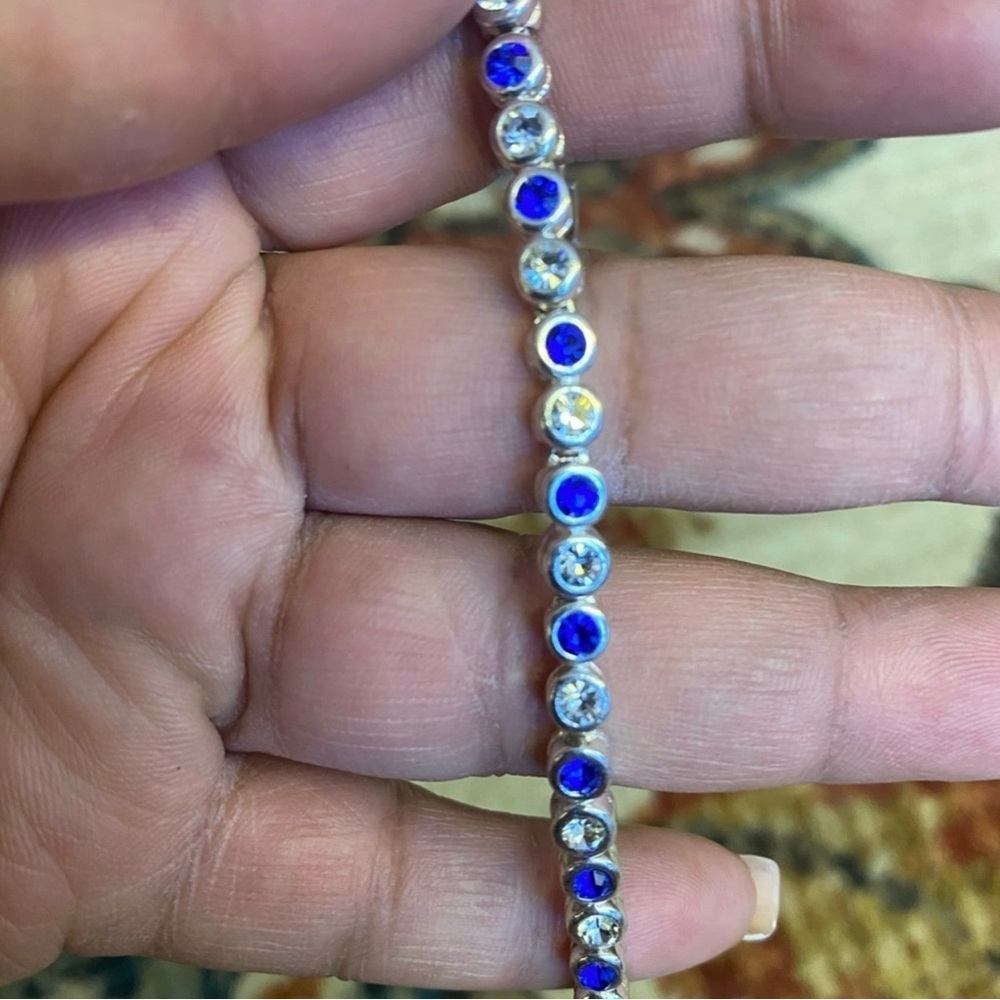 Blue and Clear Crystal Tennis Bracelet - Women's Jewelry